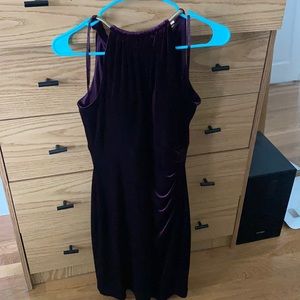Velvet cocktail dress with gold collar detail